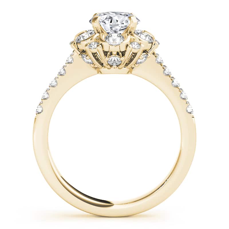 Auriya 14k Yellow Gold Lab Grown Round Diamond Halo Engagement Ring 0.50 to 5.00 ct. tw. (F-G VS)