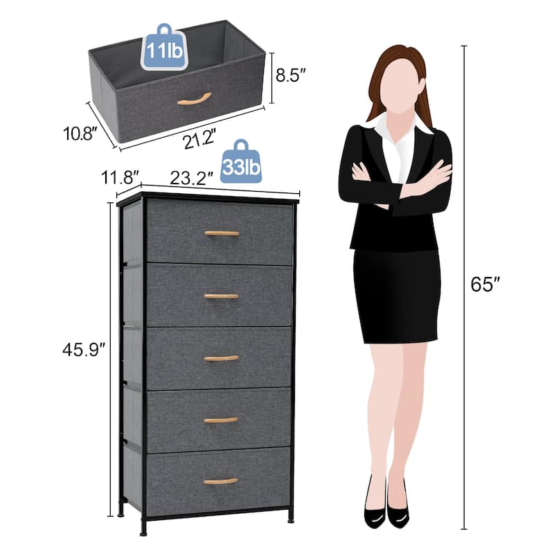 5 Drawers Vertical Dresser Storage Tower Organizer Unit for Bedroom