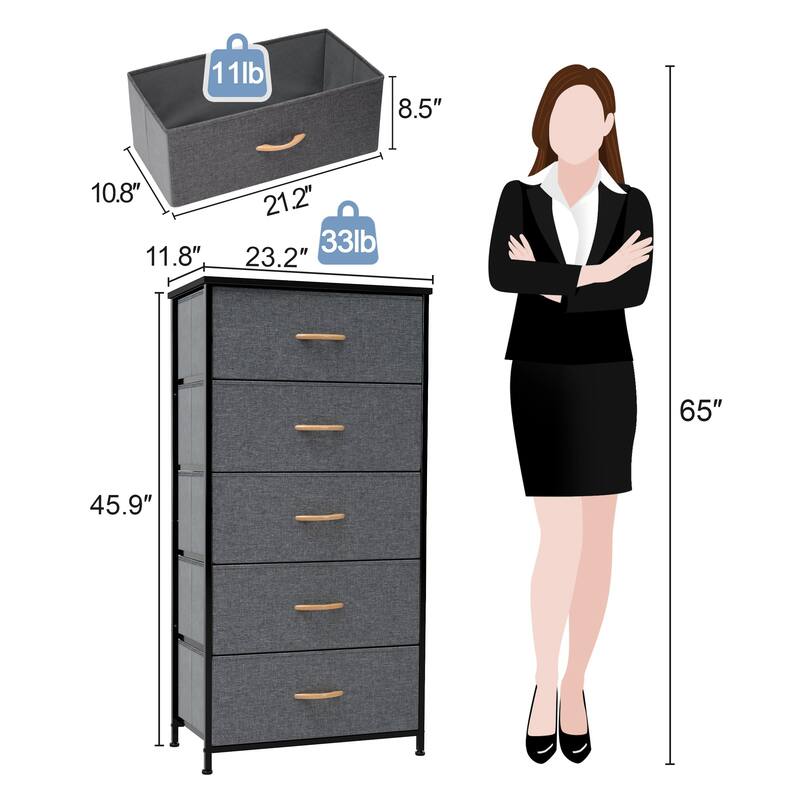 5 Drawers Vertical Dresser Storage Tower Organizer Unit for Bedroom