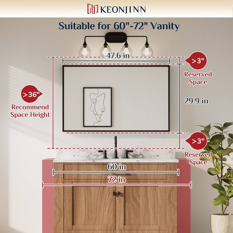 Keonjinn Aluminum Framed Wall Mount Bathroom Vanity Mirror