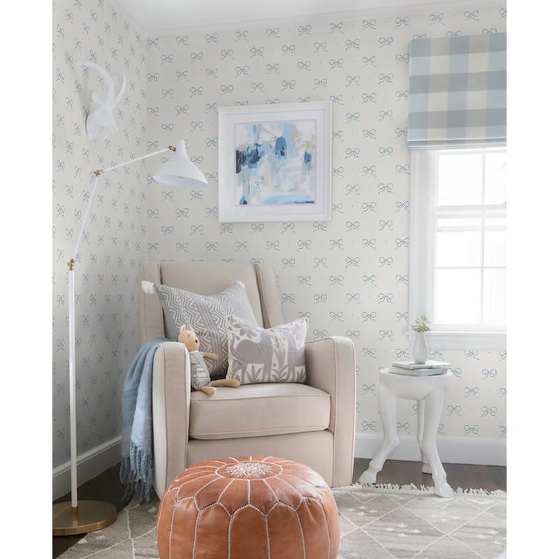 Erin Gates Emma Blue Heather Large Bow Wallpaper