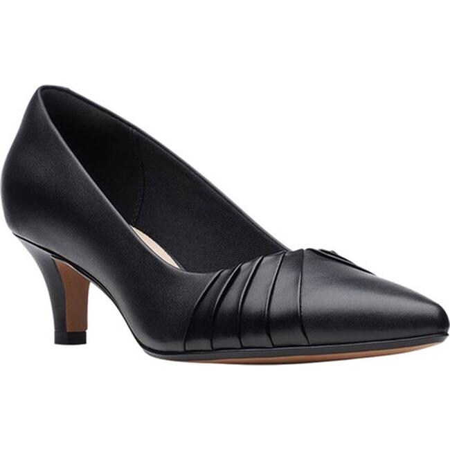 clarks black leather court shoes