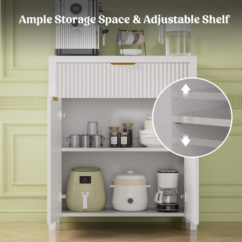 28"Sideboard Kitchen Buffet Cabinet with Drawer and Adjustable Shelf
