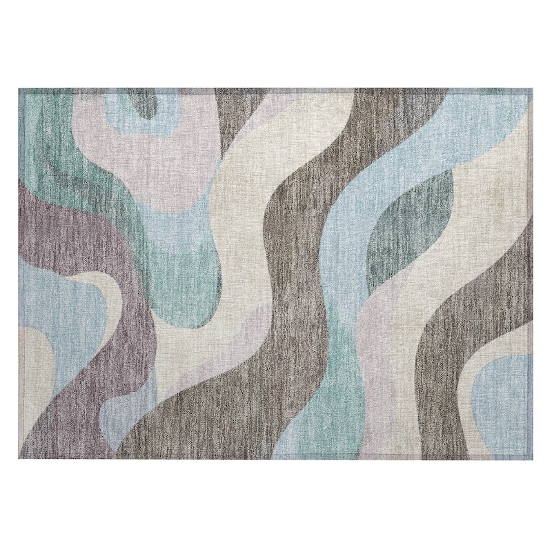 Machine Washable Indoor/Outdoor Casual Contemporary Chantille Rug