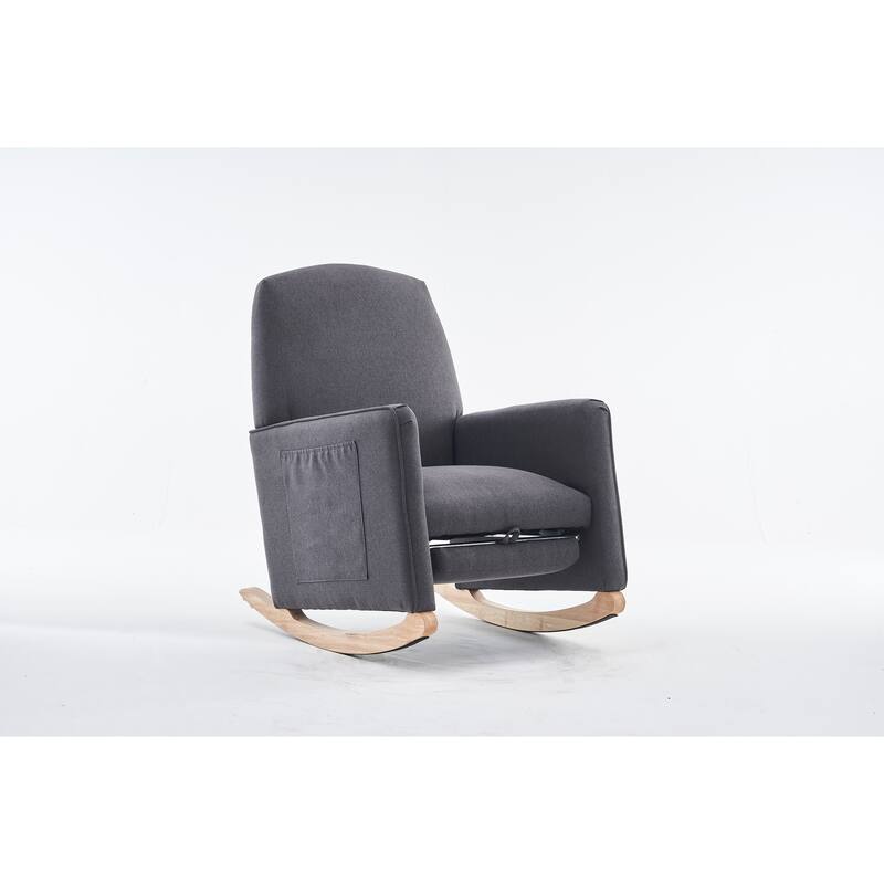 Comfortable Rocking Chair with Adjustable Footrest and Spacious Seat, Perfect for Relaxation and Leisure.
