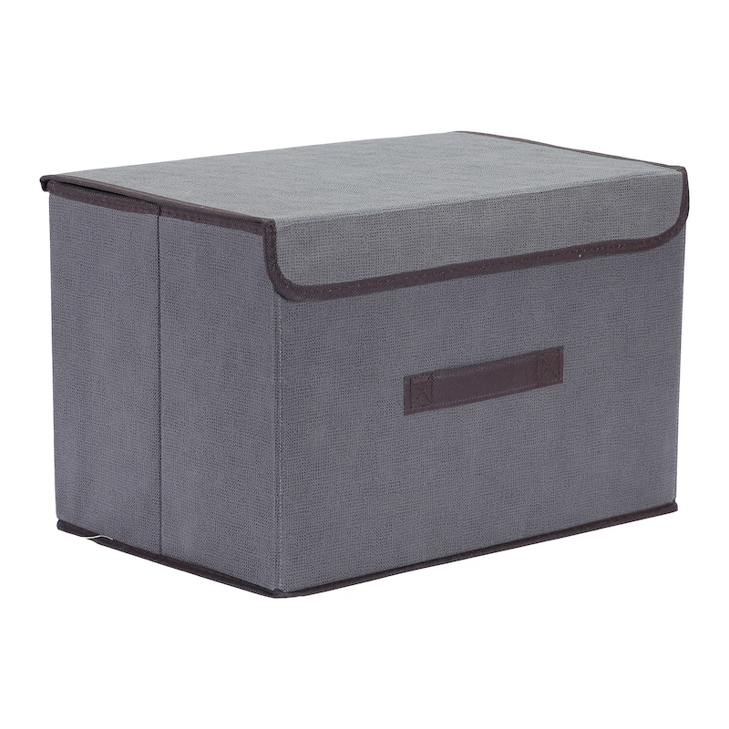 Collapsible Fabric Storage Bin Basket with Lid and Handle, Storage Cube for Shelves Closet Organizing Clothes Books - Grey - 14*9*9.5in