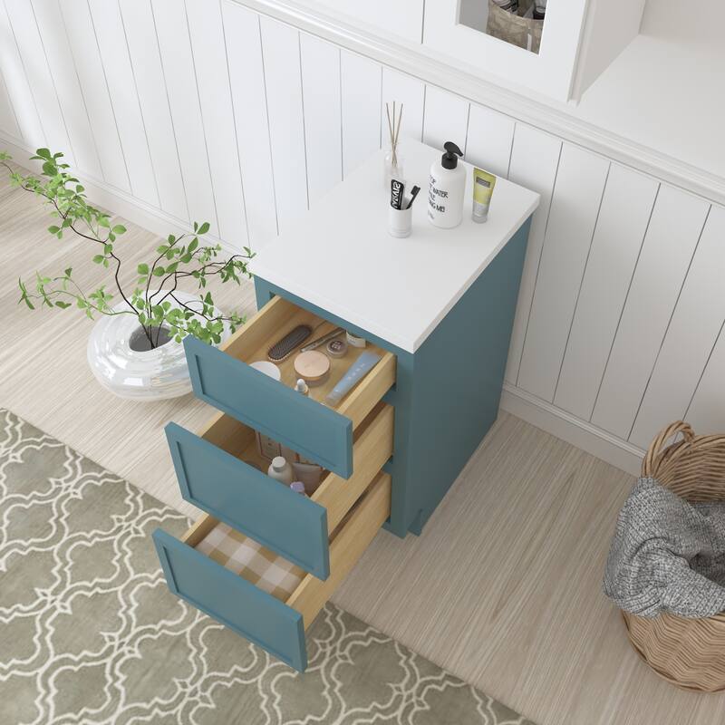 Vanity Art 15" Freestanding Single Base 3 Drawers Storage Cabinet