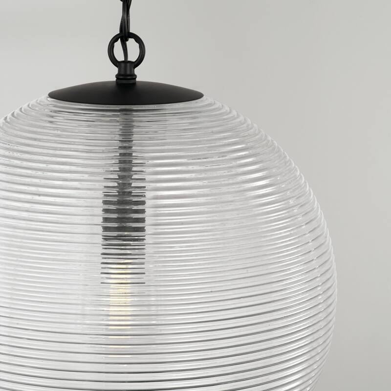 Dolan 1-light Pendant w/ Clear Ribbed Glass
