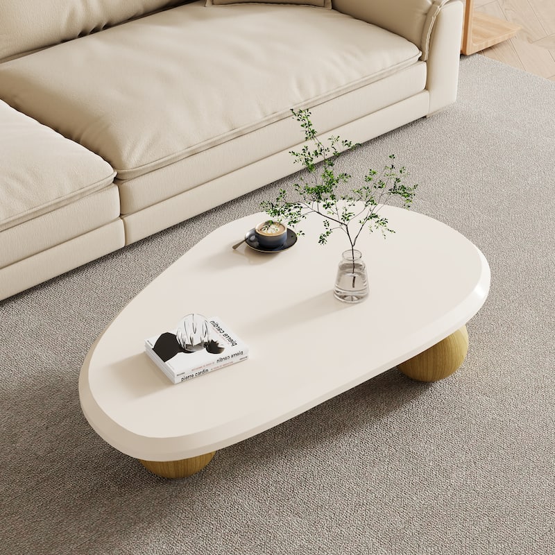 51" Modern Wood Coffee Table with 3 ball legs