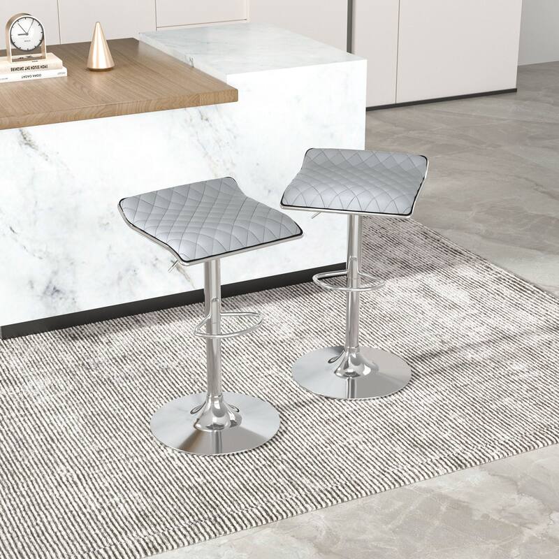 VECELO Barstools Adjustable Height Faux Leather Backless Modern Swivel Bar Stools (Set of 2)-Five colors