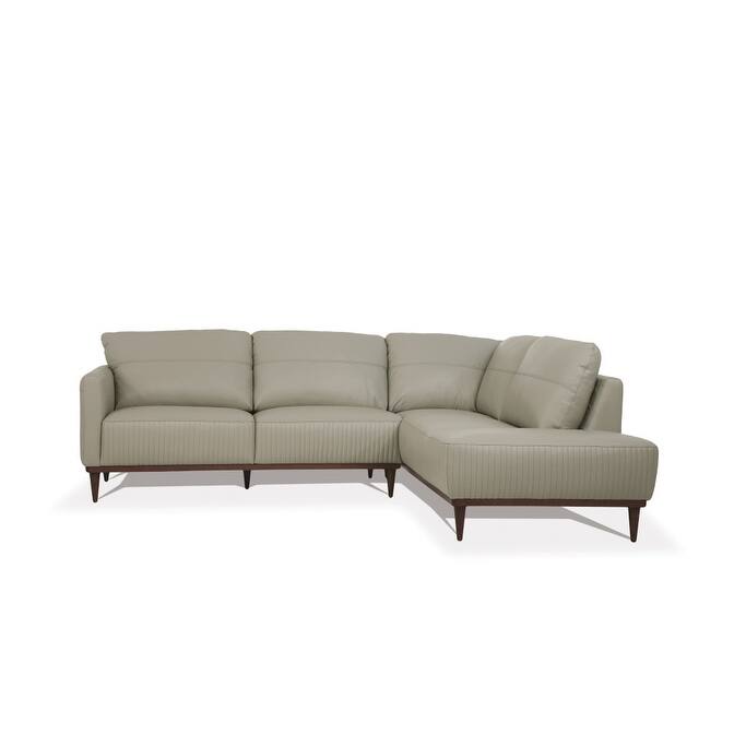 HomeRoots Green Leather L Shaped Two Piece Sofa and Chaise Sectional - 103