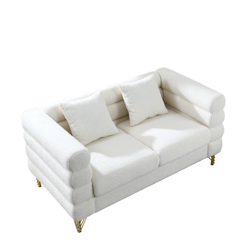 Oversized 2 Seater Sectional Sofa Loveseat Sofa, Deep Seating Recliner Sofa, Soft Chaise Lounge Sofa with 2 Pillows