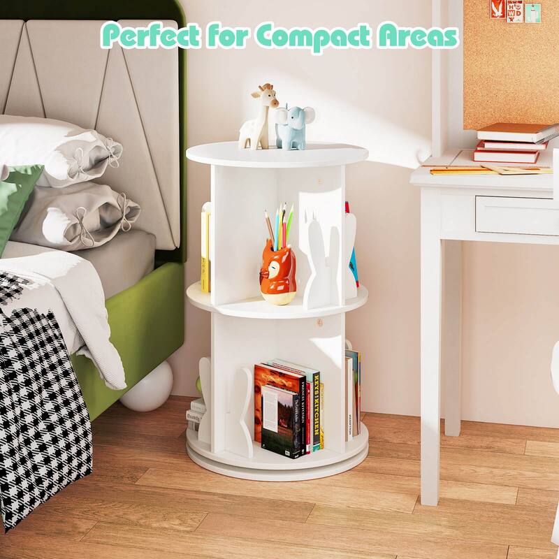 Costway Kids Rotating Bookshelf 2 Tier Freestanding 360° Revolving - See Details