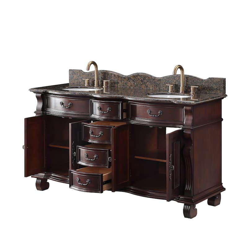 64" Timeless Classic style Hopkinton Double Sink Bathroom Vanity