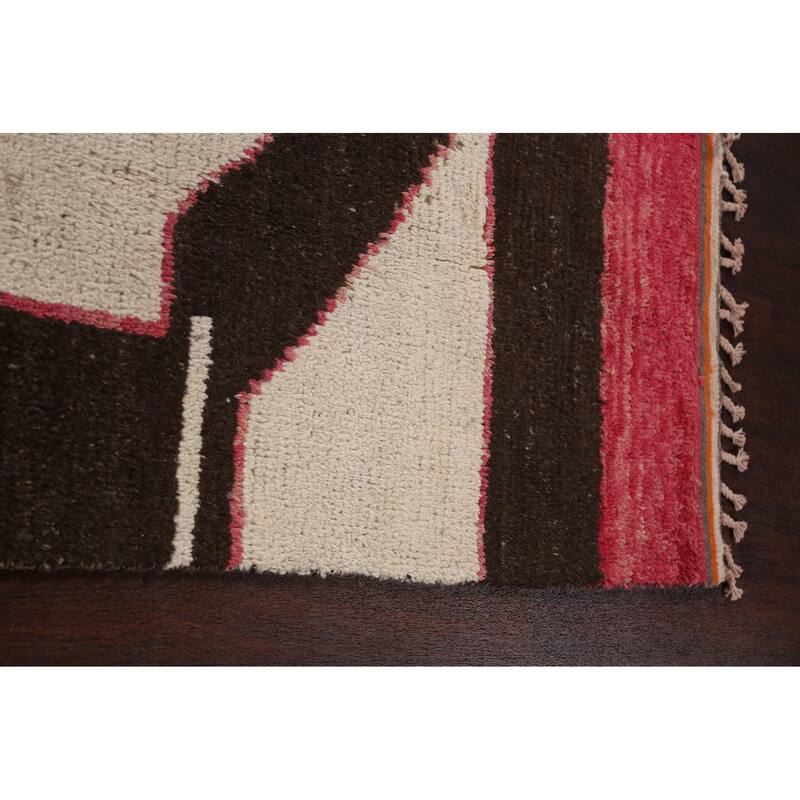 Modern Abstract Moroccan Oriental Area Rug Hand-knotted Wool Carpet - 5'11" x 9'10"
