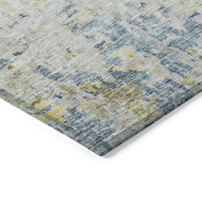 Machine Washable Indoor/ Outdoor Abstract Contemporary Chantille Rug