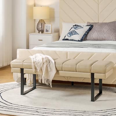 Laurens Modern 52.5'' Channel Tufted Bench with Mental Legs by HULALA HOME