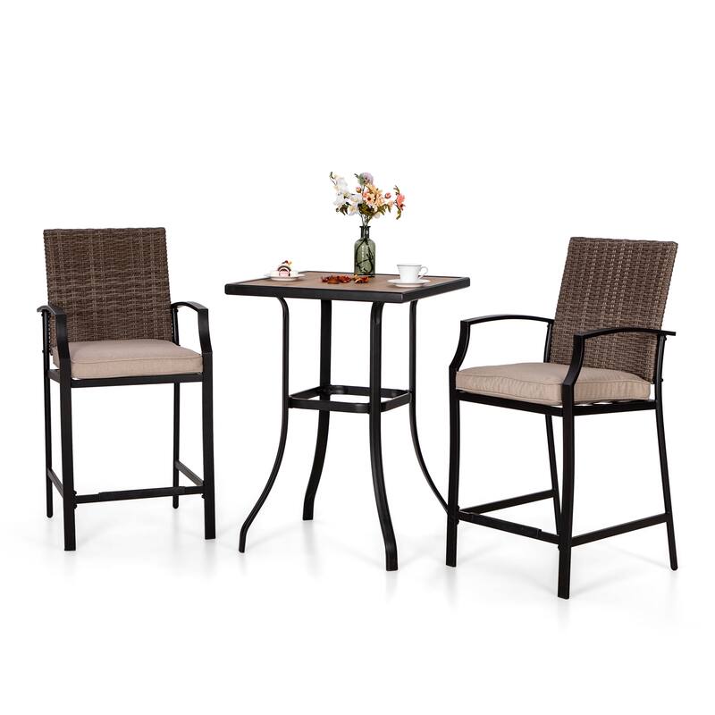MAISON ARTS 3-piece Outdoor Swivel Bar Stool and Table Bistro Set