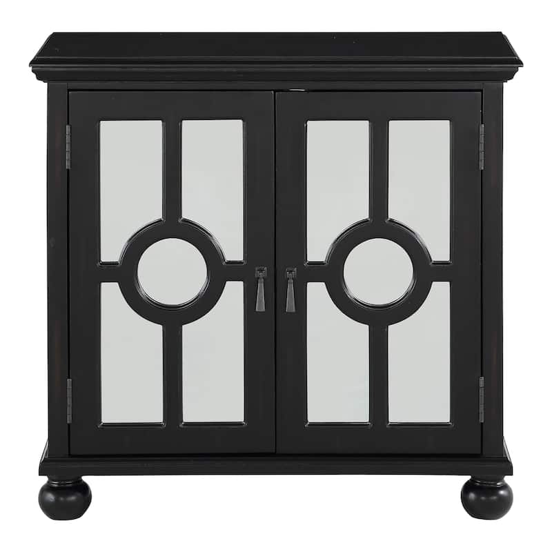 Modern Traditional Accent Chest with Mirror Doors Pulls Wooden