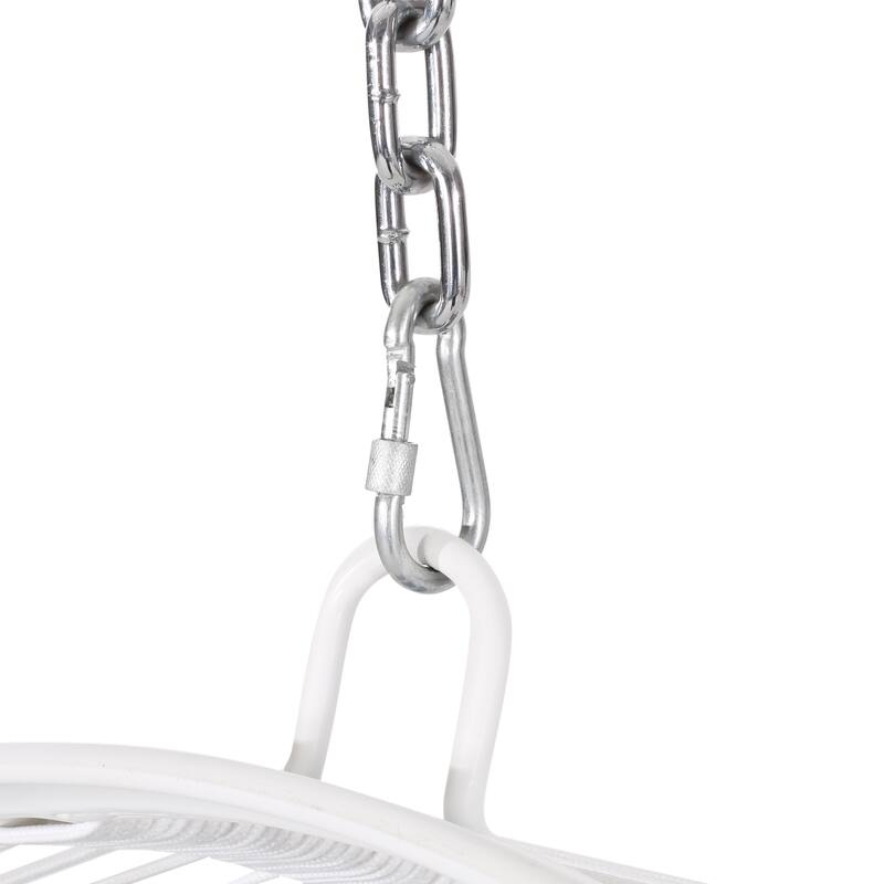 Washington Outdoor Rope and Iron Hanging Chair (No Stand) by Christopher Knight Home - 400 lb limit