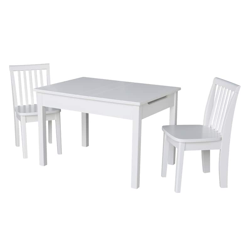 Kids Lift Top Table and Chair Set - 3 Piece Set - White