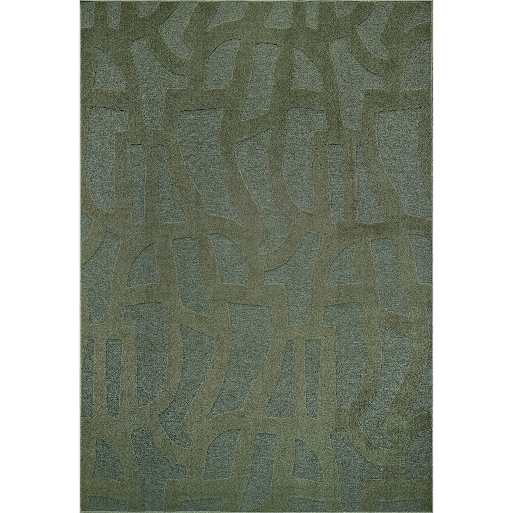Teagan Green Polyester High-Low Area Rug - 9' x 12'
