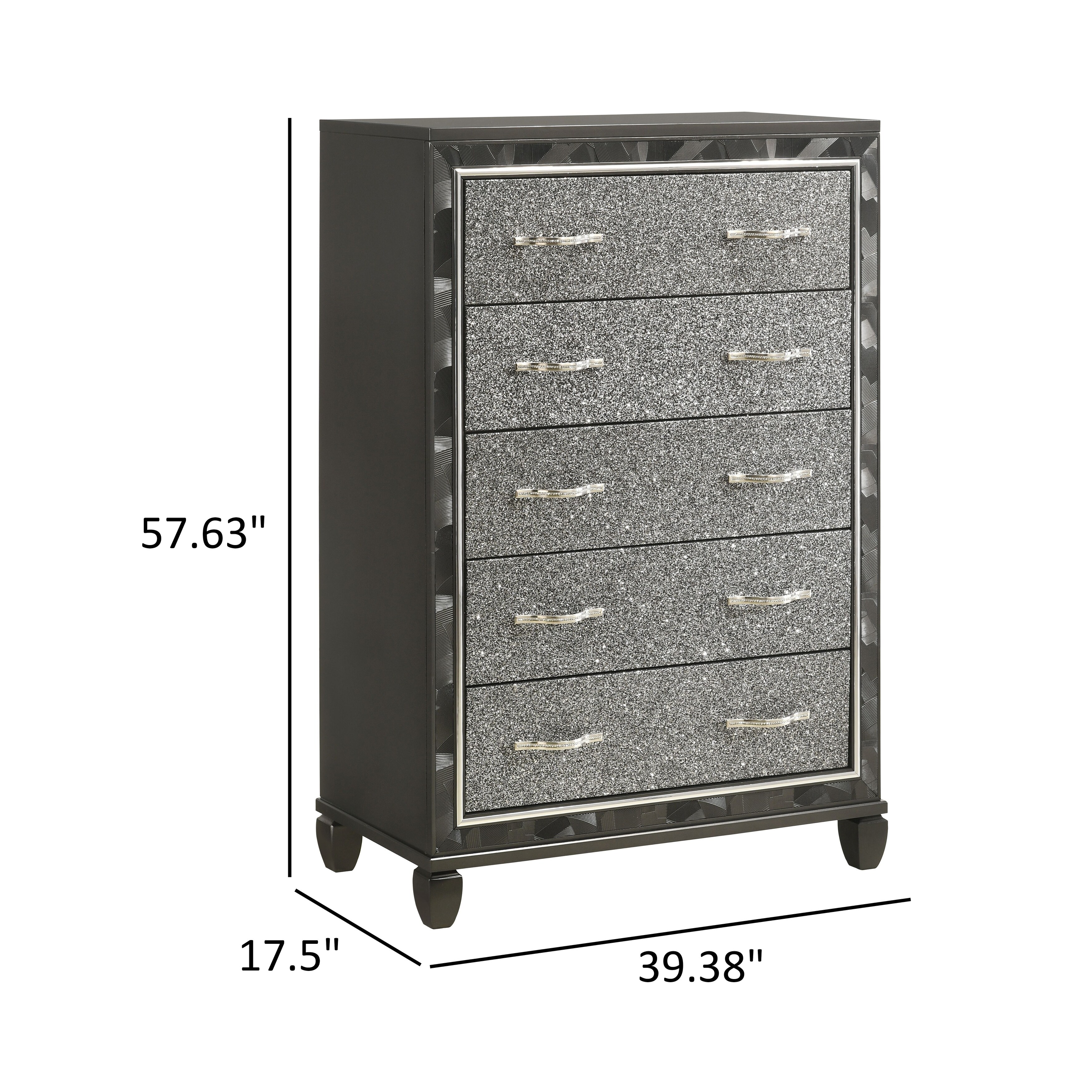 black glitter dresser ALZIRE CM7150BK-D Black Velvet Glam Dresser by Furniture of America