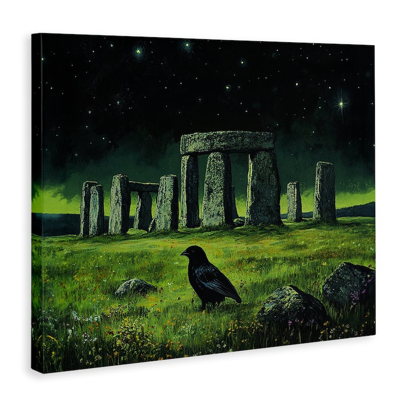 Stupell Crow & Stonehenge at Night Canvas Wall Art Design By Tom Crehan
