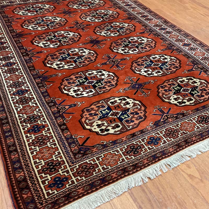 HERAT ORIENTAL Handmade Turkoman Wool Rug - 4'10" x 6'