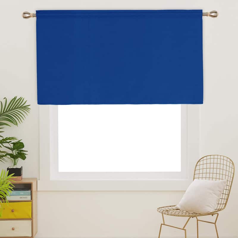 Rod Pocket Solid Window Valance for Kitchen (2 Panels)