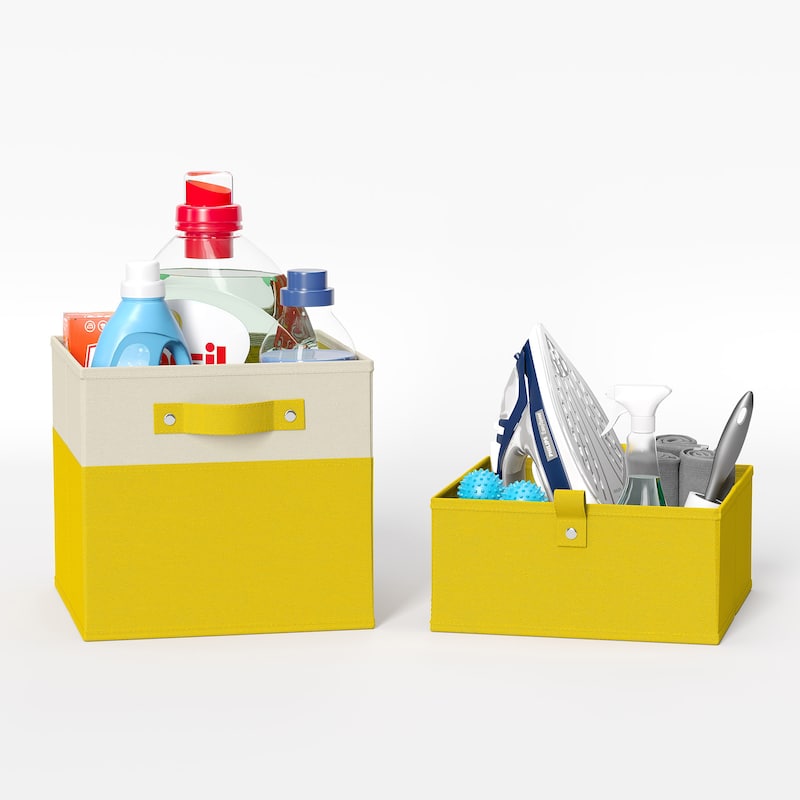 RiverRidge Kids 2pc 5" Fabric Collapsible Storage Cube Organizers for Playroom Organization