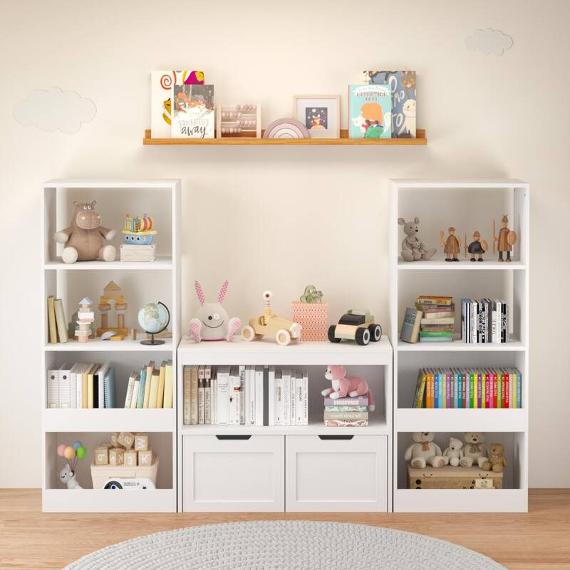 Anmytek White Storage Cabinet with Doors and Shelf Toy Organizer for Playroom and Bedroom