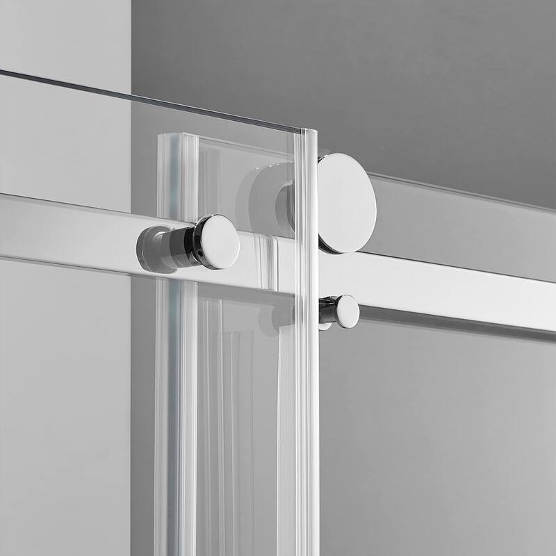Serene Valley 60 x 74 Inch Square Rail Frameless Sliding Shower Door, Chrome - 60 x 74 inches