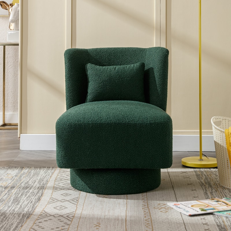 23.6"W Modern 360 Degree Swivel Accent Barrel Chair - Green