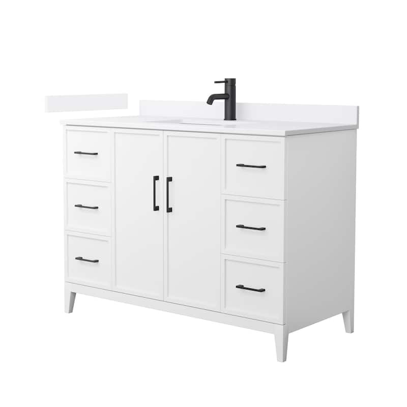 Elan 48-inch Single Vanity, Single Hole Quartz Top - White, Black Trim, White Quartz Top