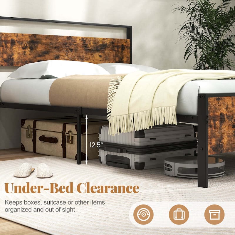 Costway Twin/Full/Queen/King Size Bed Frame with Wooden Headboard and