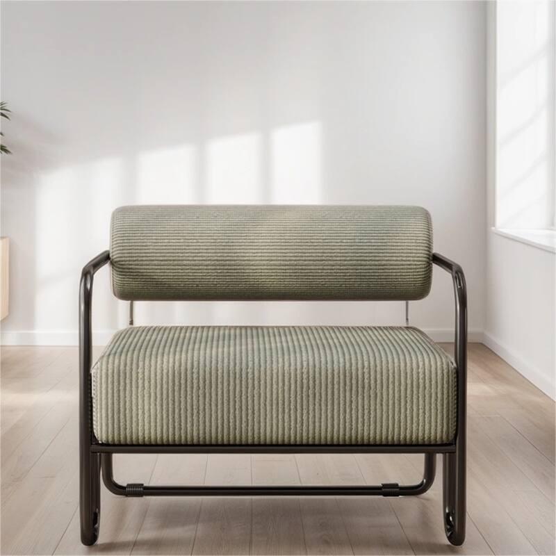 Corduroy Fabric Sofa Chair with Iron Frame, Lazy Individual Chair