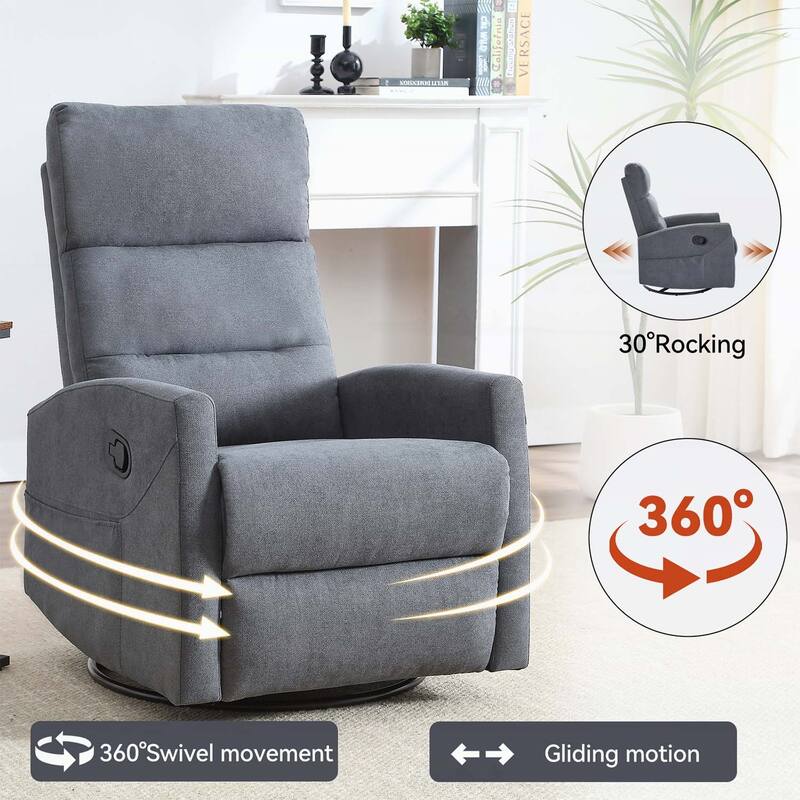 Manual Recliner Chair with Rocker and Swivel,for Living Room Comfort and Relaxation