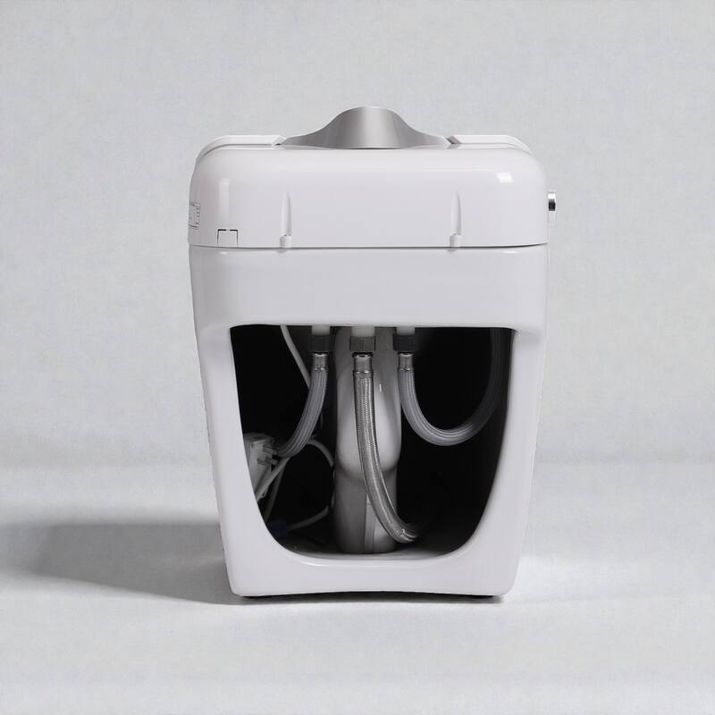 Smart Toilet Bidet Combo with Foot Sensor. Auto Open Close. Heated Seat. Warm Air Dryer. LED Display. Remote