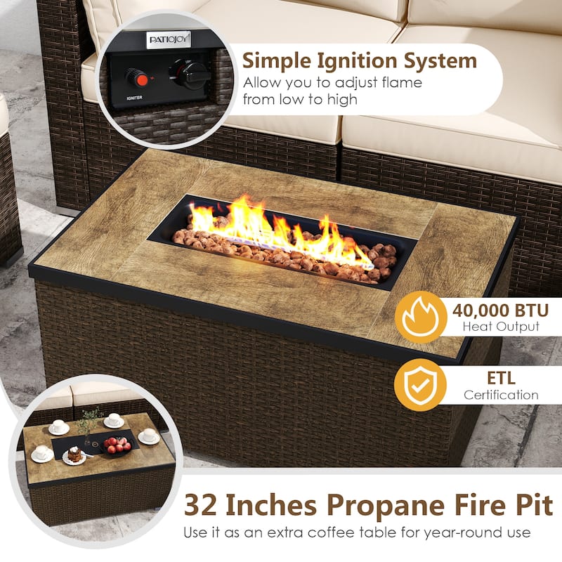 Costway 7 Pieces Outdoor Furniture Set with 32" Fire Pit Table and - See Details