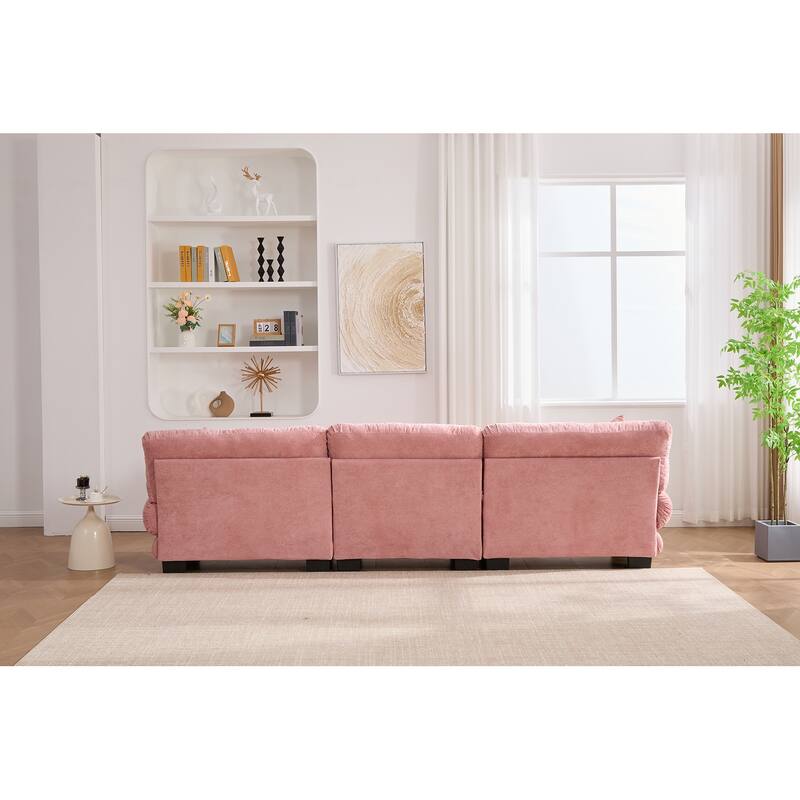 118'' Large U Shape Sofa Velvet Modular Sofa with 2 Ottomans for Living Room