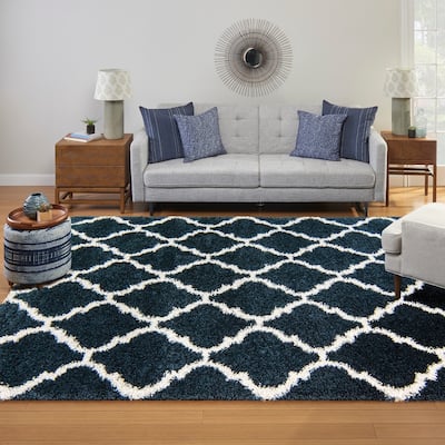 Gertmenian Ultimate Shag Tile Navy Plush Shag Area Rug