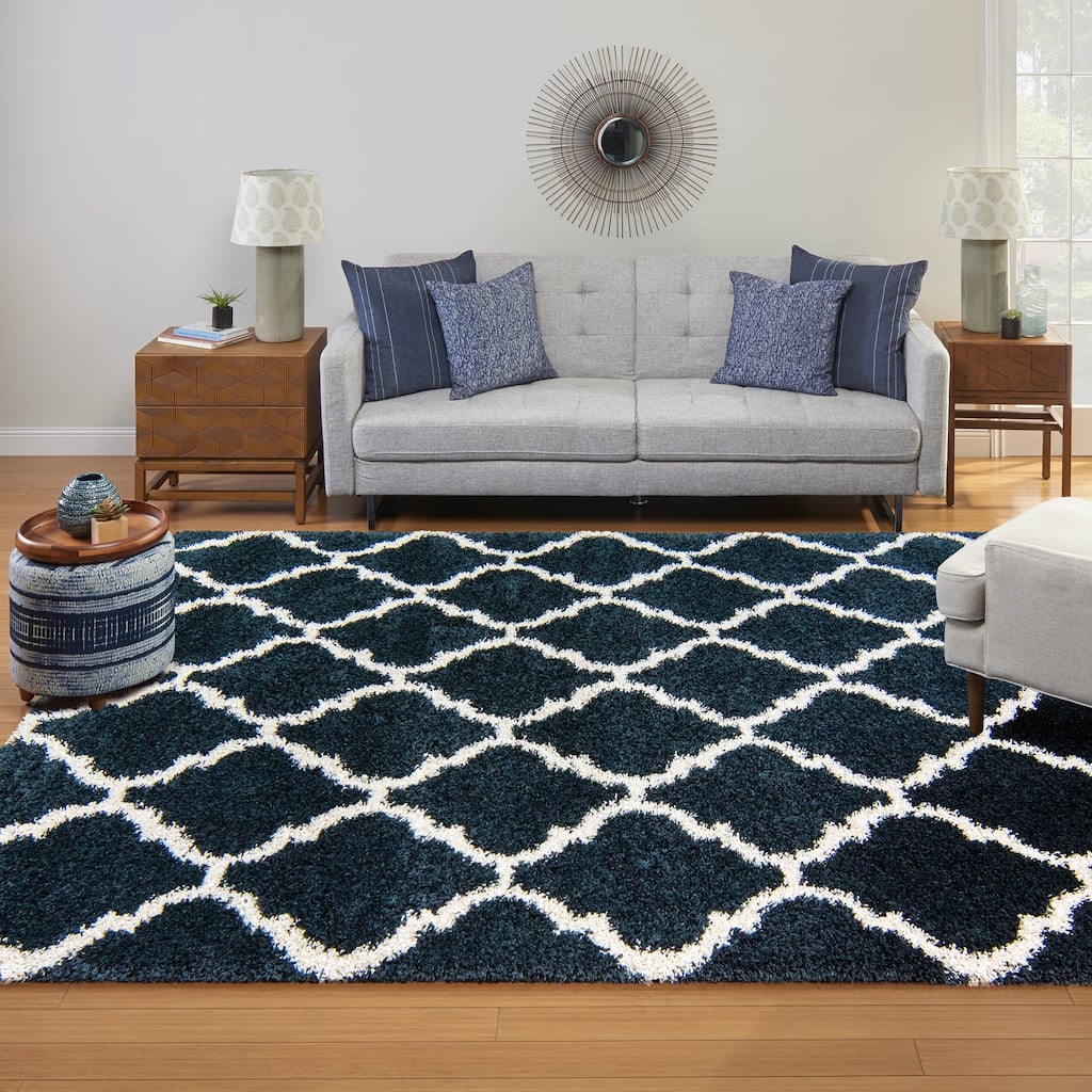 Gertmenian Ultimate Shag Tile Navy Plush Shag Area Rug