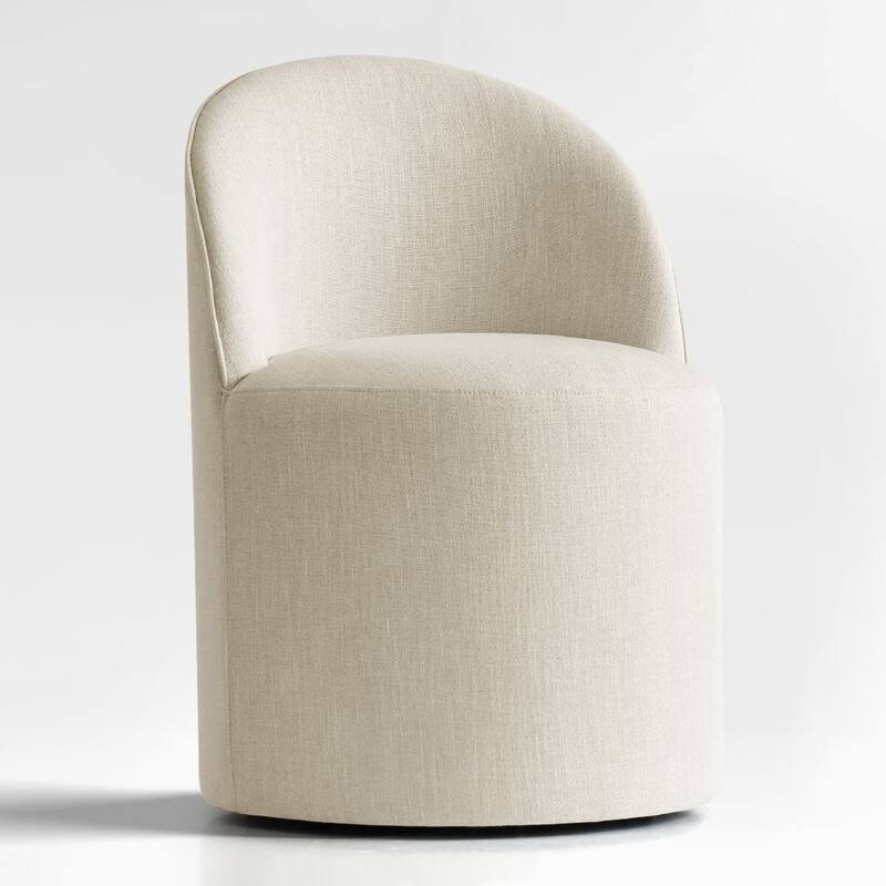 Upholstered Linen Barrel Accent Chair with with Castors(Set of 2)