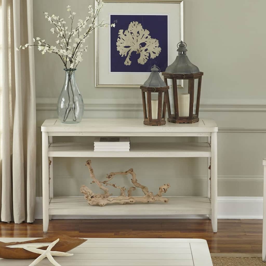 Dockside White Sofa Table with Rope Accents