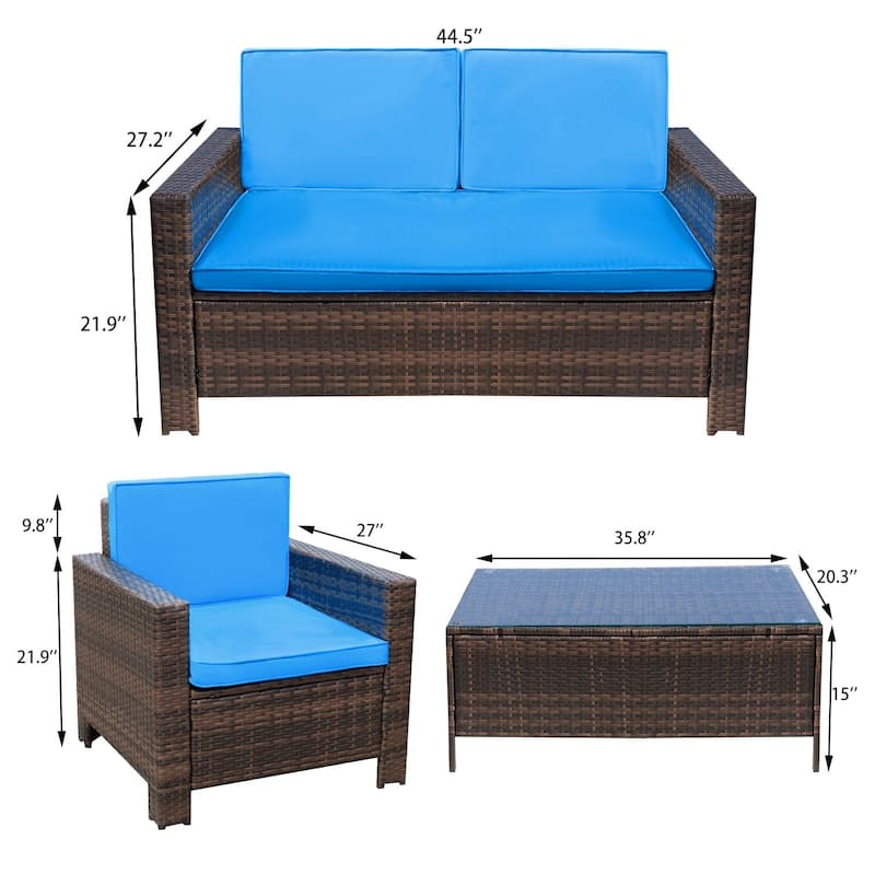 Homall Rattan Steel/ PE Rattan 4-piece Outdoor Patio Furniture Set