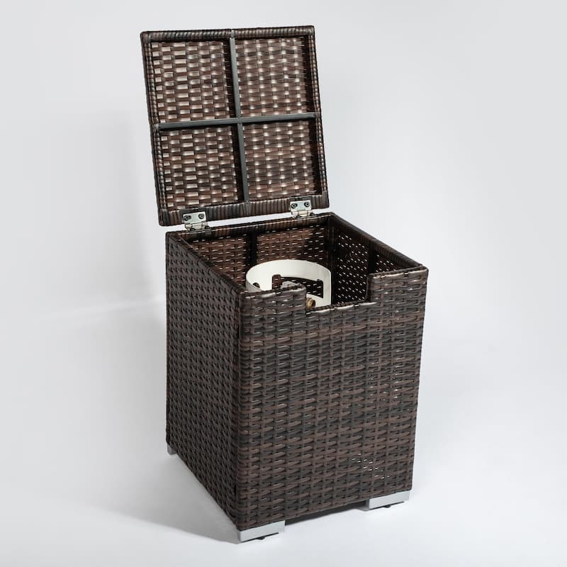 16 in Rattan Propane Tank Cover Gas Outdoor Fire Pit in Brown