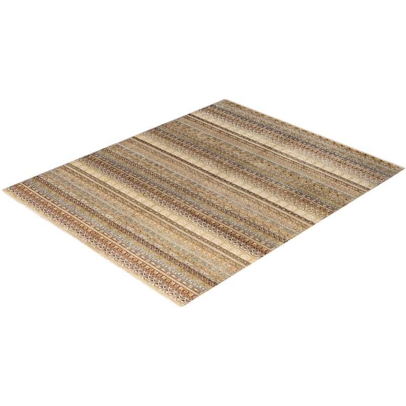 Gabbeh One-of-a-Kind Hand-Knotted Area Rug - Ivory, 8' 1" x 10' 1" - 8' 1" x 10' 1"