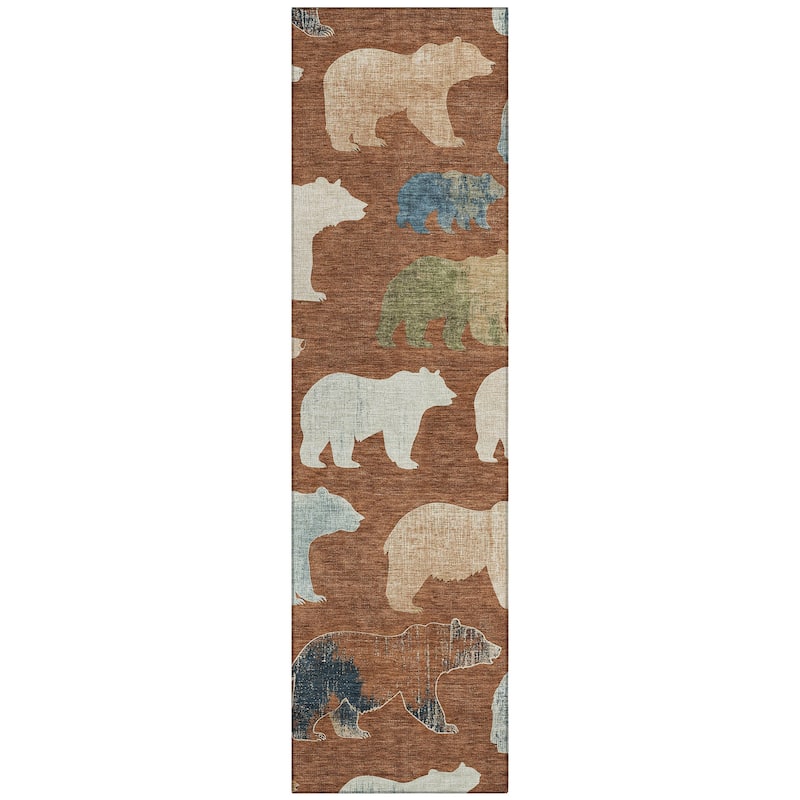 Machine Washable Indoor/ Outdoor Modern Bear Chantille Rug