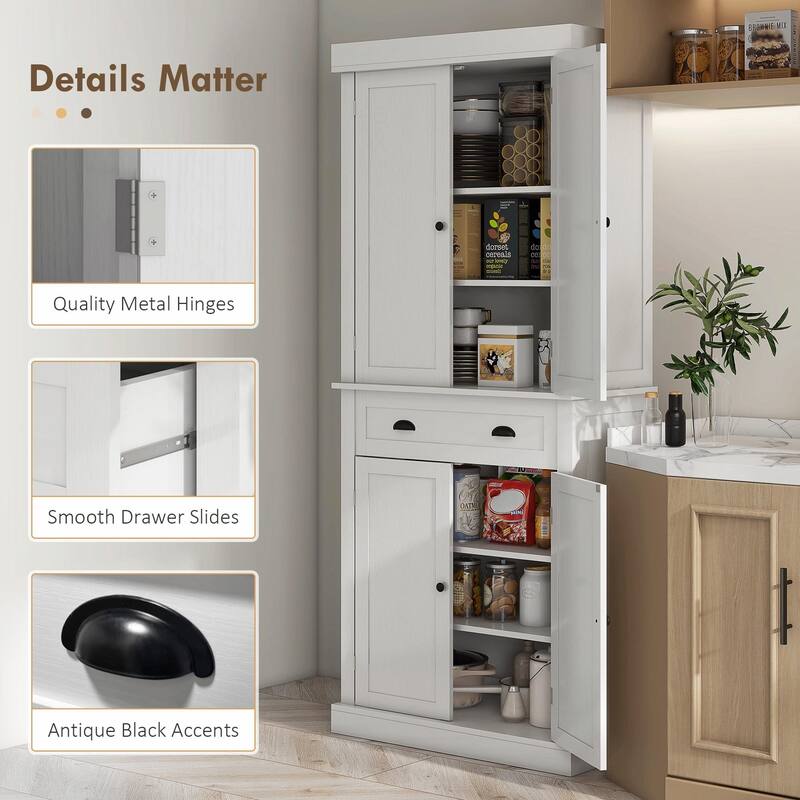 72.5" Traditional Freestanding Kitchen Pantry Cabine